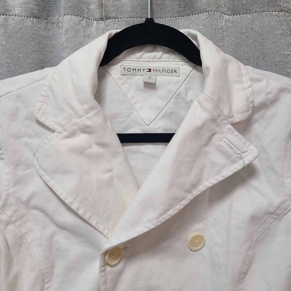Y2k Vtg Tommy Hilfiger Women's Off-White Jean Jacket M - Picture 3 of 15